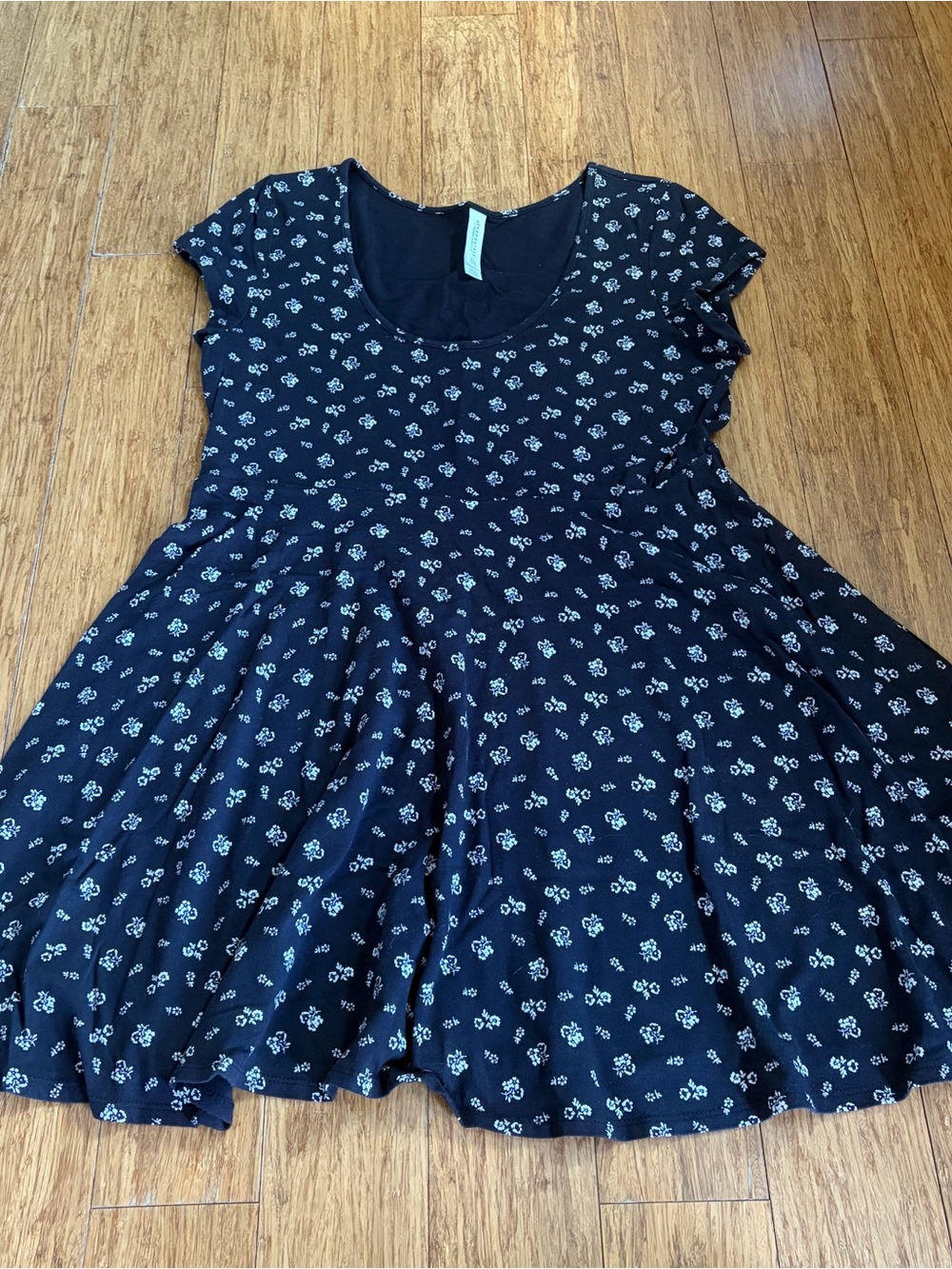 Aeropostale Black Midi Dress with White Floral Print